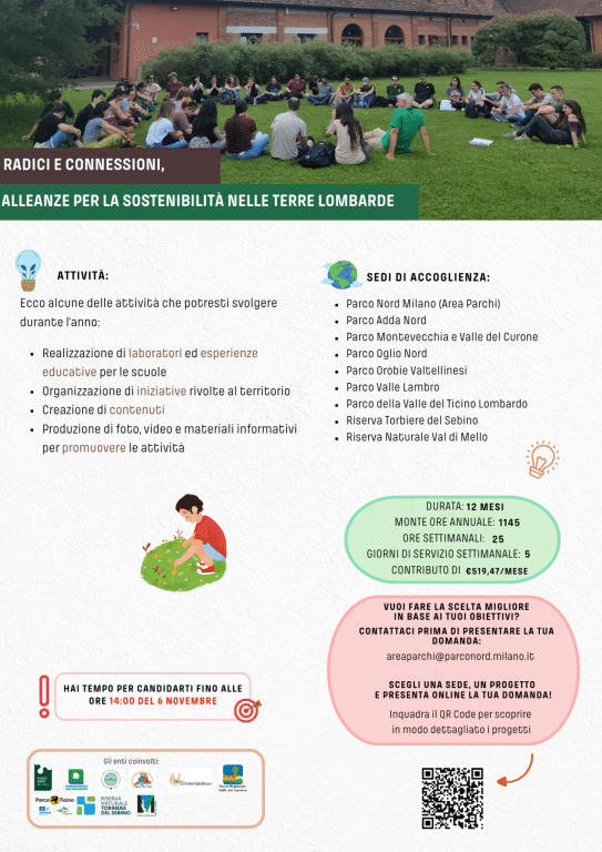 Servizio Civile Agricolo al Parco Adda Nord, come presentare la domanda 2 Locandina Radici e connessioni retro 1